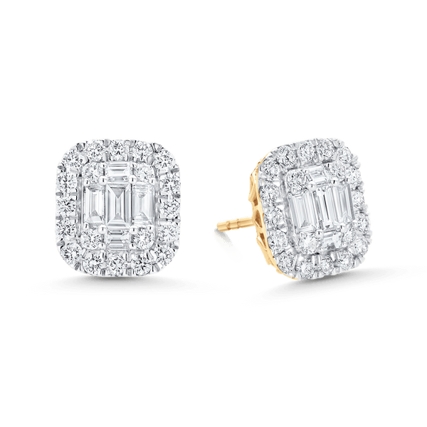 Illusion Emerald Cut Diamond Halo Earrings - Sara Weinstock Fine Jewelry