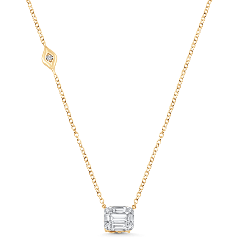 Illusion Emerald Cut Diamond Necklace - Sara Weinstock Fine Jewelry