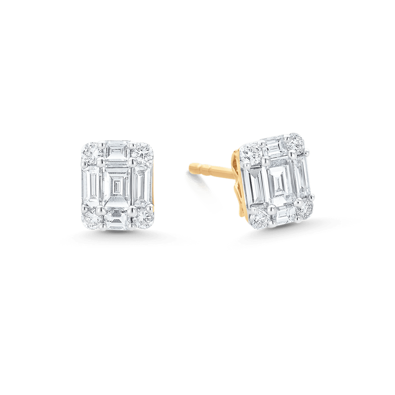 Illusion Emerald Cut Diamond Studs - Sara Weinstock Fine Jewelry