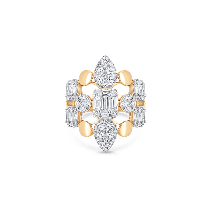 Illusion Emerald Cut Multi-cluster Diamond Ring - Sara Weinstock Fine Jewelry