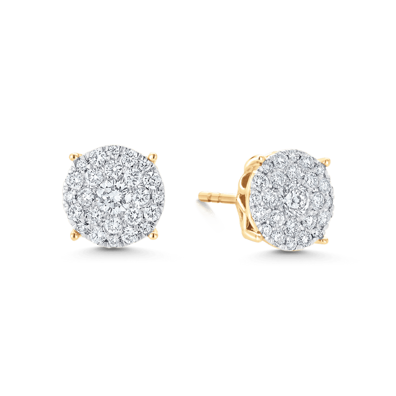 Illusion Large Diamond Round Cut Stud Earrings - Sara Weinstock Fine Jewelry