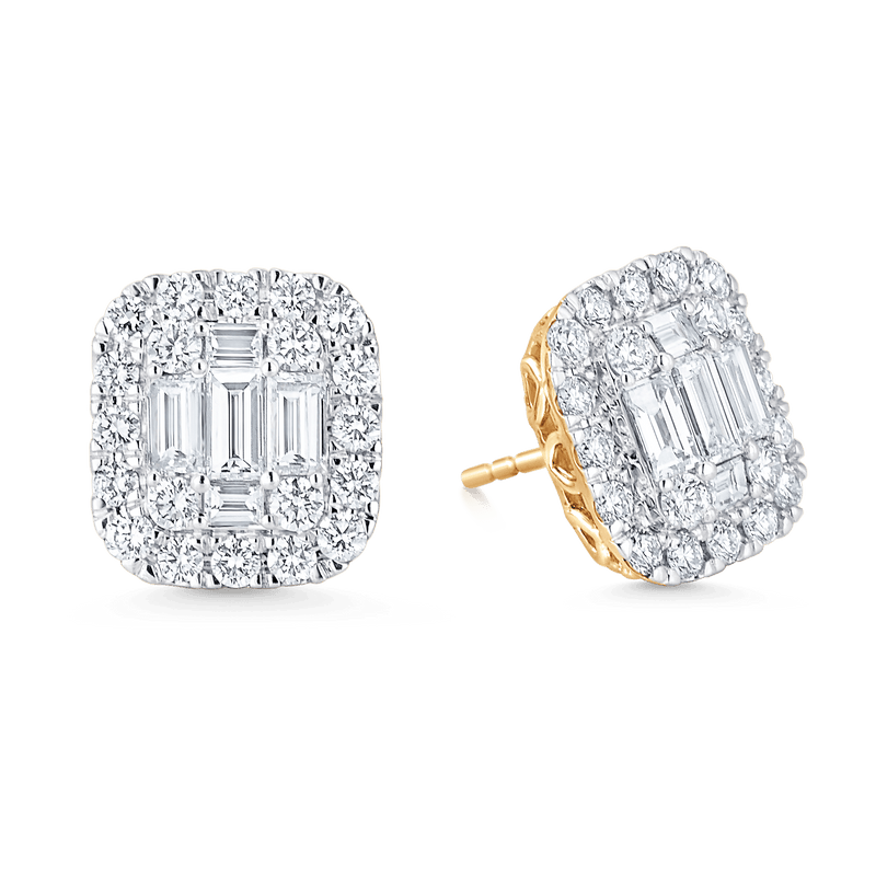 Emerald cut 2025 halo earrings
