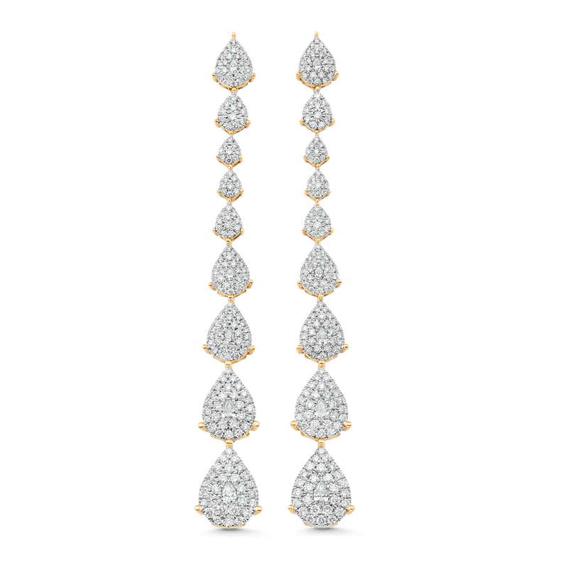 Illusion Pear Diamond Cluster Drop Earrings - Sara Weinstock Fine Jewelry
