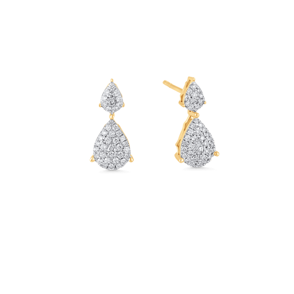 Illusion Pear Diamond Double Stud Earrings - Sara Weinstock Fine Jewelry