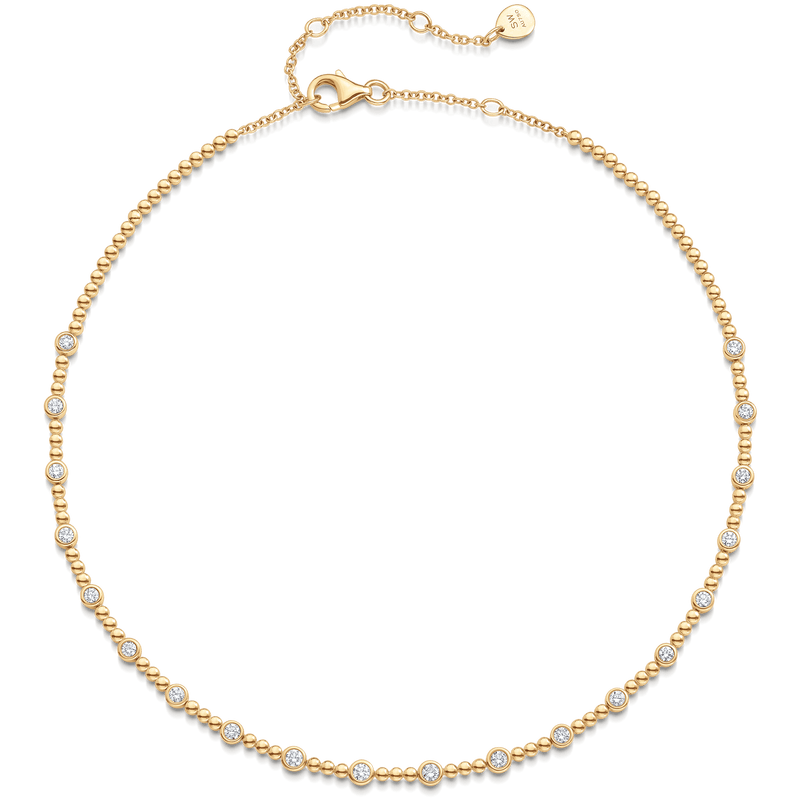 Isadora Gold Bezel & Bead Diamond Choker - Sara Weinstock Fine Jewelry