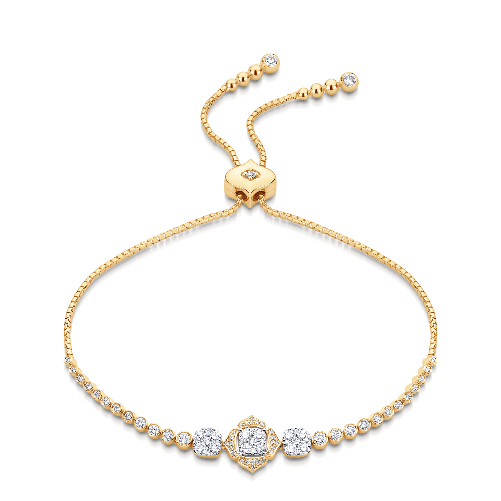 Leela Cushion Bezel Set Diamond Bolo Bracelet - Sara Weinstock Fine Jewelry