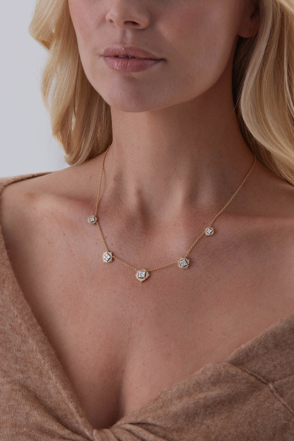 Leela Five Diamond Drop Necklace - Sara Weinstock Fine Jewelry