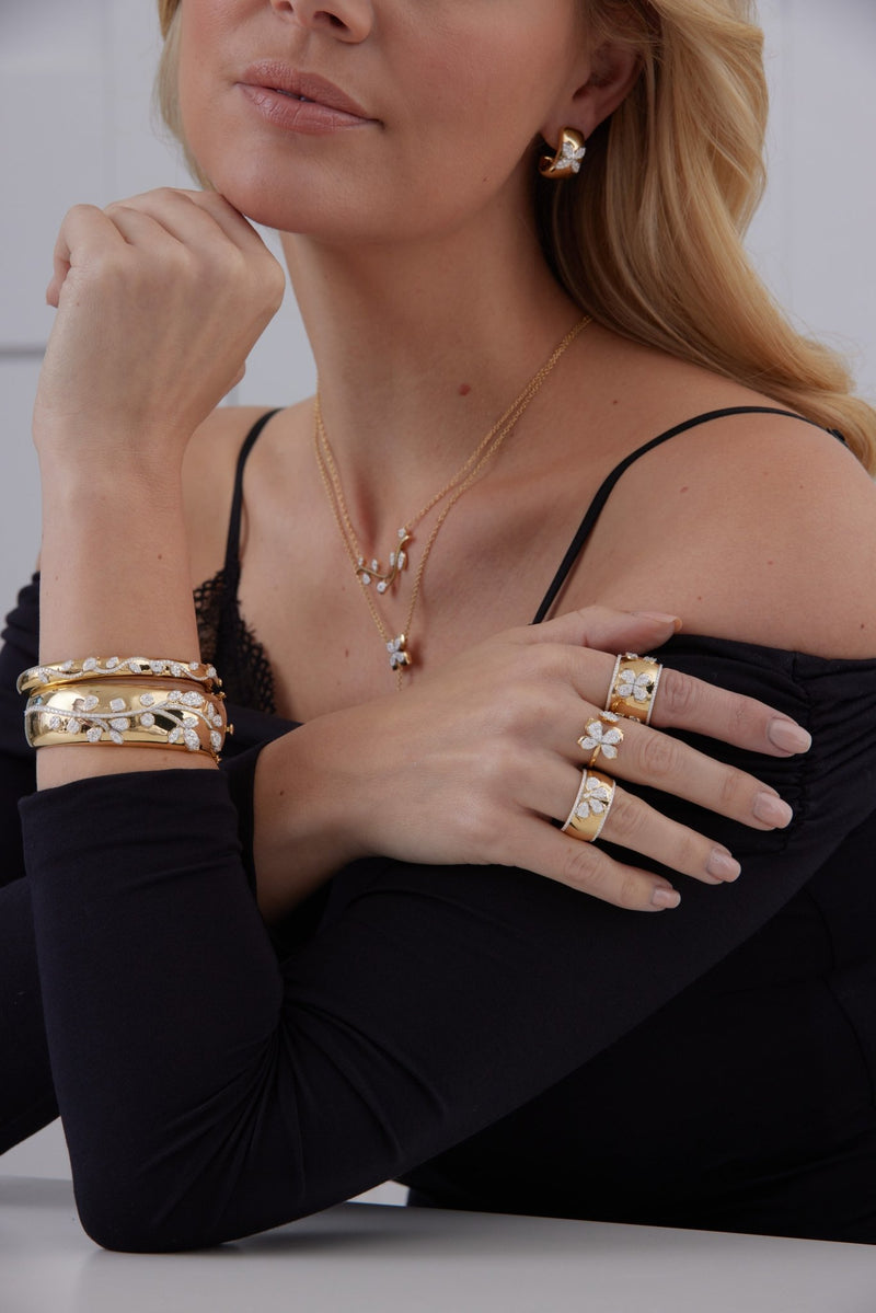 Lierre Gold and Diamond Cigar Bangle - Sara Weinstock Fine Jewelry