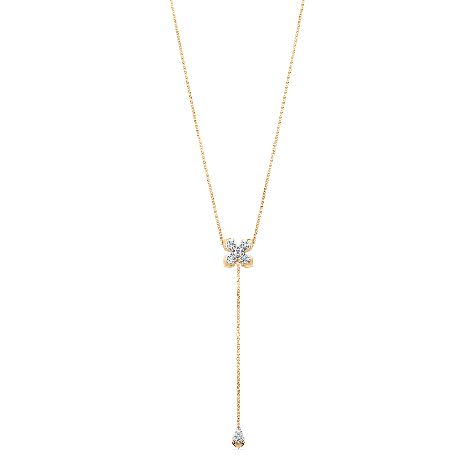 Lierre Gold and Diamond Pear Petal Cluster Drop Necklace - Sara Weinstock Fine Jewelry