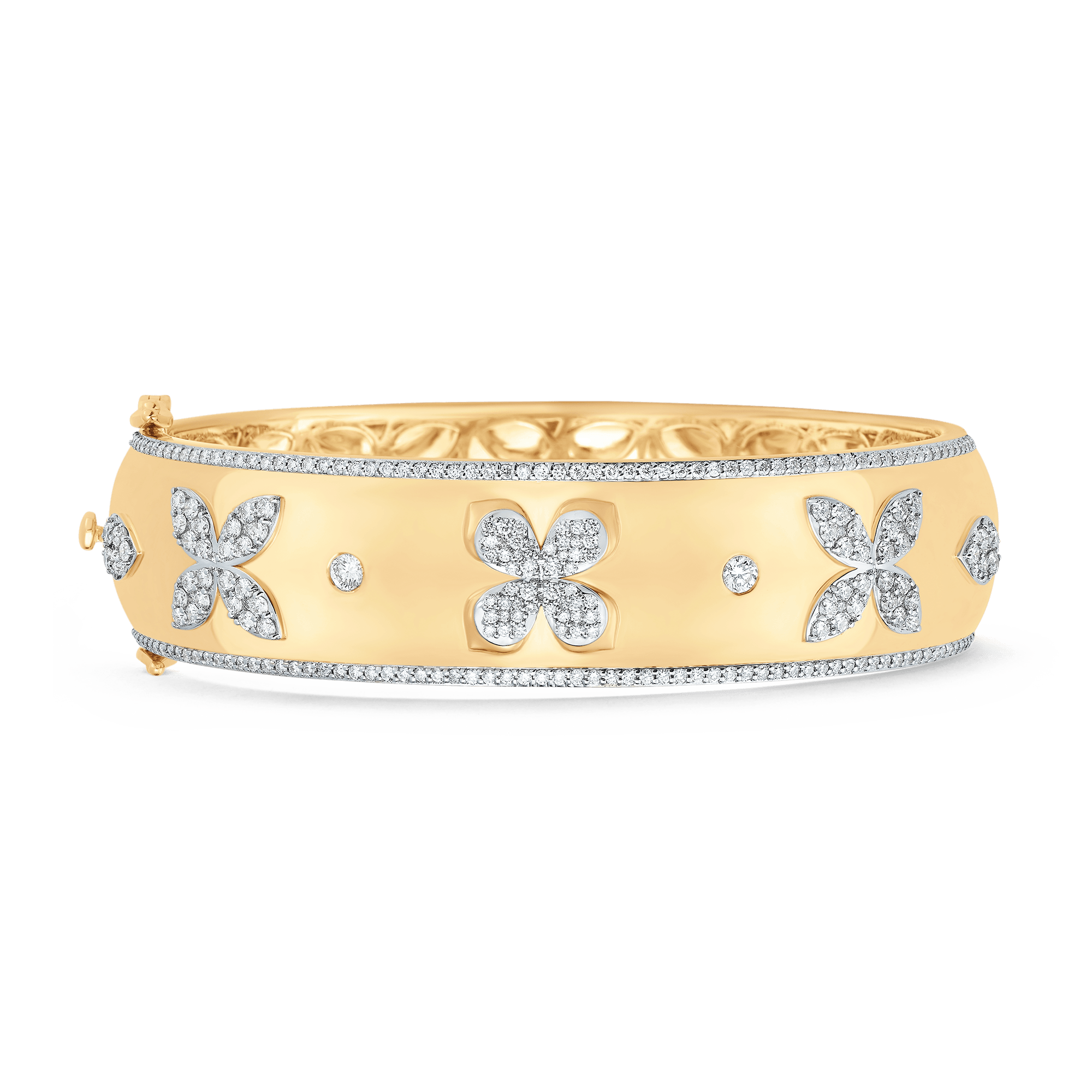 Lierre Gold and Diamond Petal and Marquise Cluster Cigar Bangle - Sara Weinstock Fine Jewelry