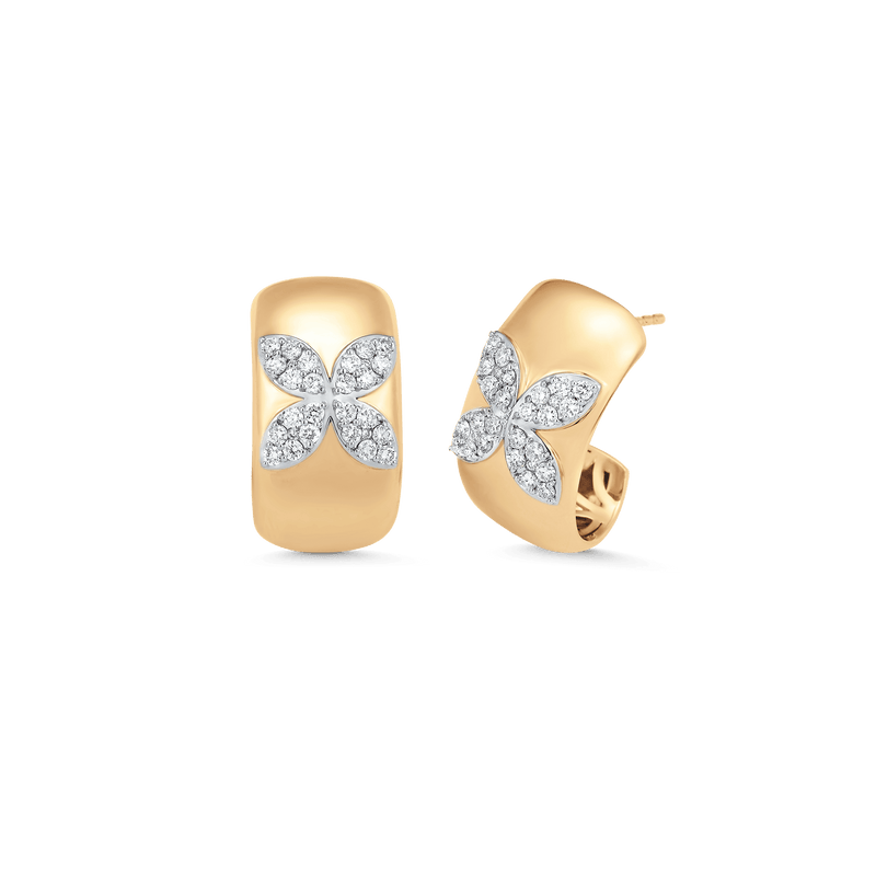 Lierre Gold and Diamond Petite Marquise Hoop - Sara Weinstock Fine Jewelry