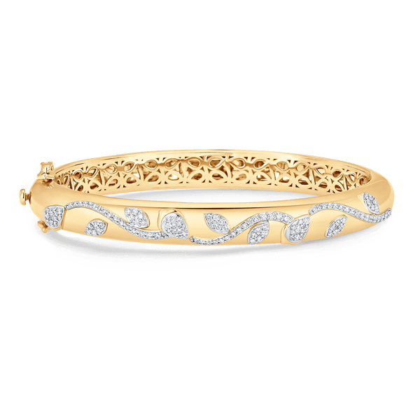 Lierre Reverie Yellow Gold White Diamond Marquise & Pear Cluster Bangle - Sara Weinstock Fine Jewelry