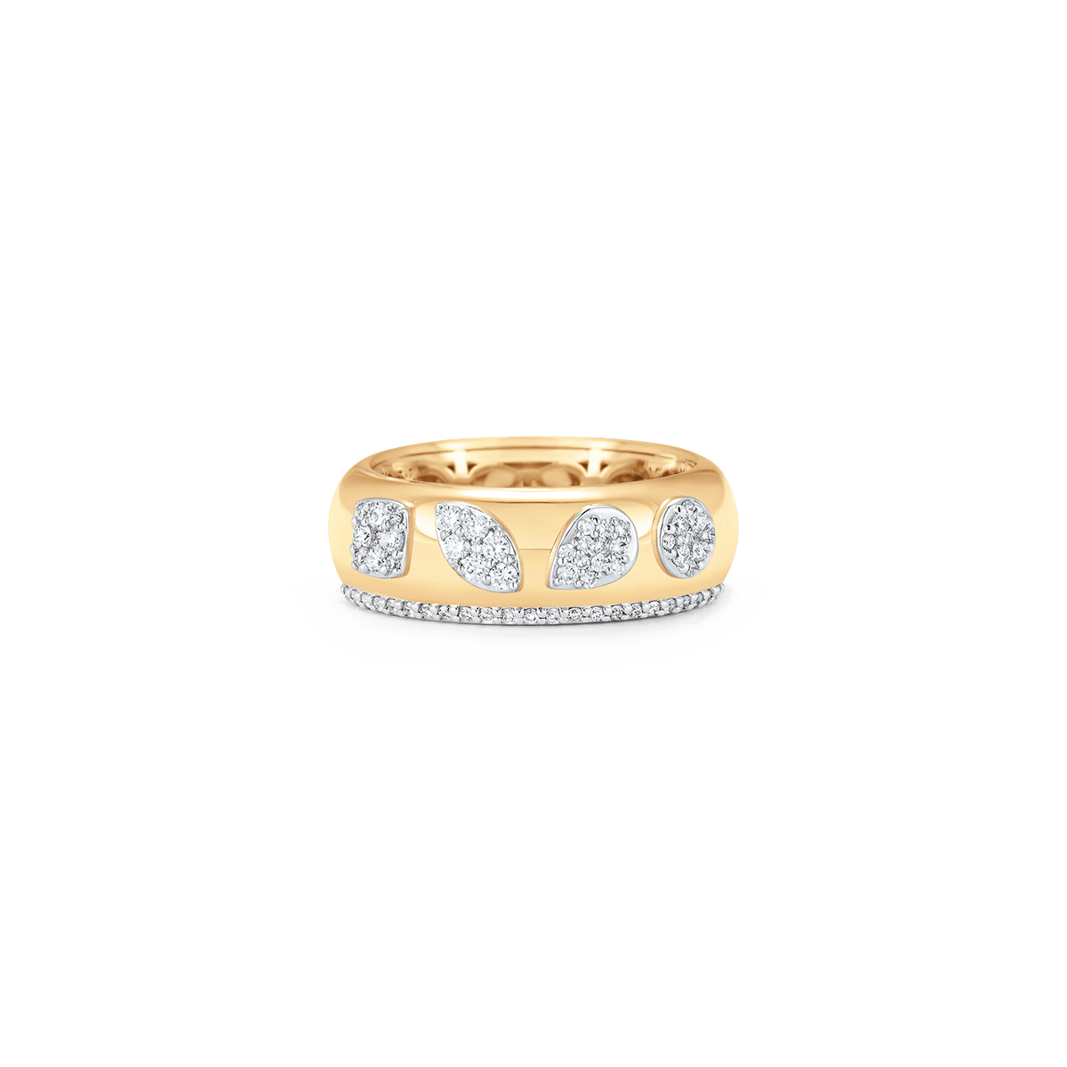 Lierre Yellow Gold White Diamond 4 Reverie Clusters Cigar Ring - Sara Weinstock Fine Jewelry