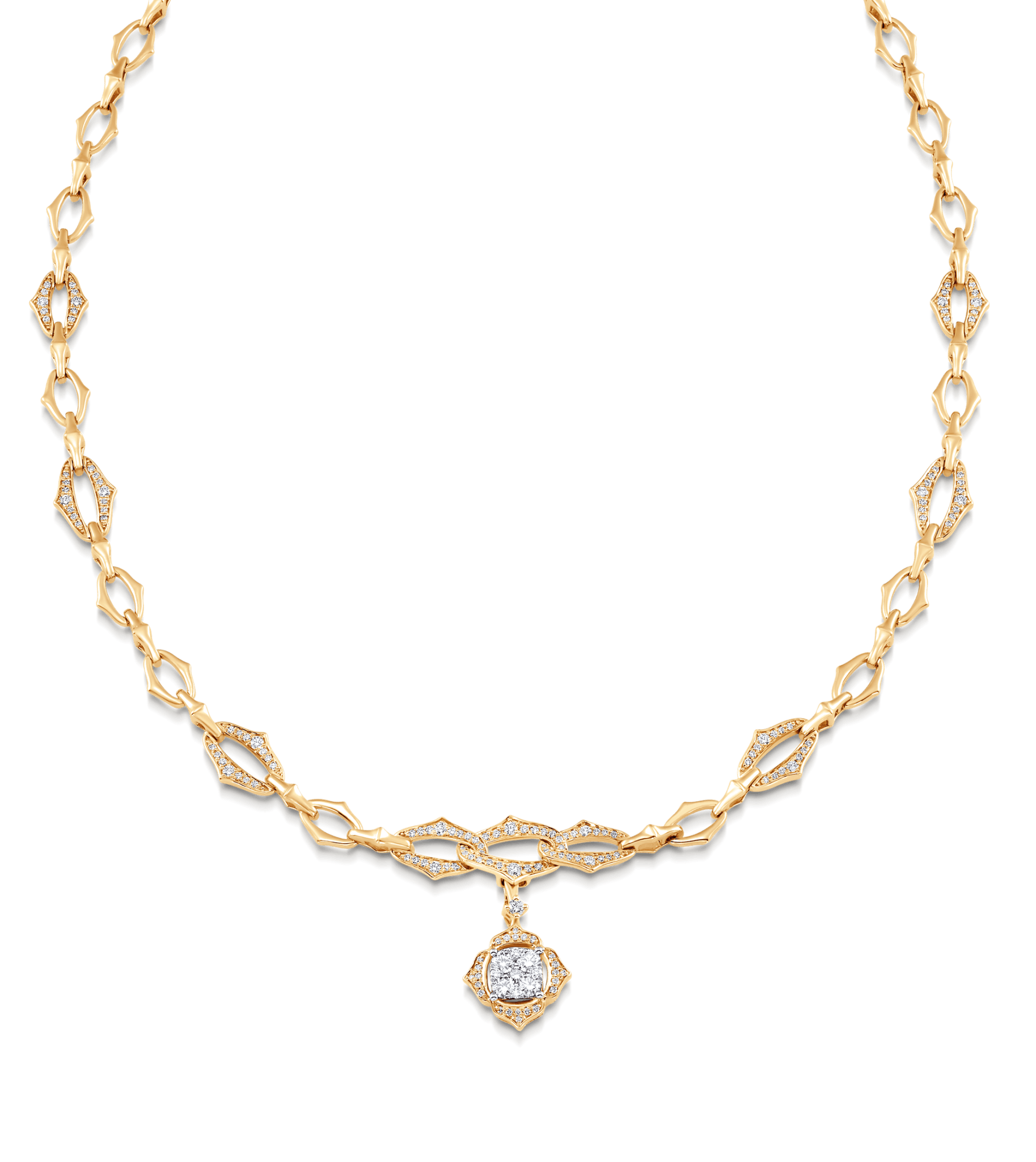 Lucia Leela Gold Link Diamond Pendant Necklace - Sara Weinstock Fine Jewelry