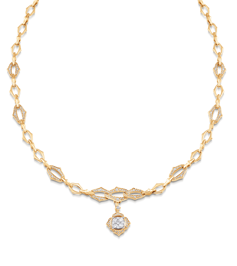 Lucia Leela Gold Link Diamond Pendant Necklace - Sara Weinstock Fine Jewelry