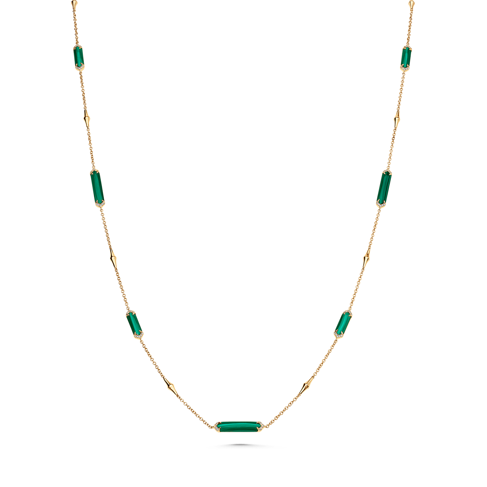 Lucia Malachite and Gold Elongated Hexagon - Sara Weinstock Fine Jewelry