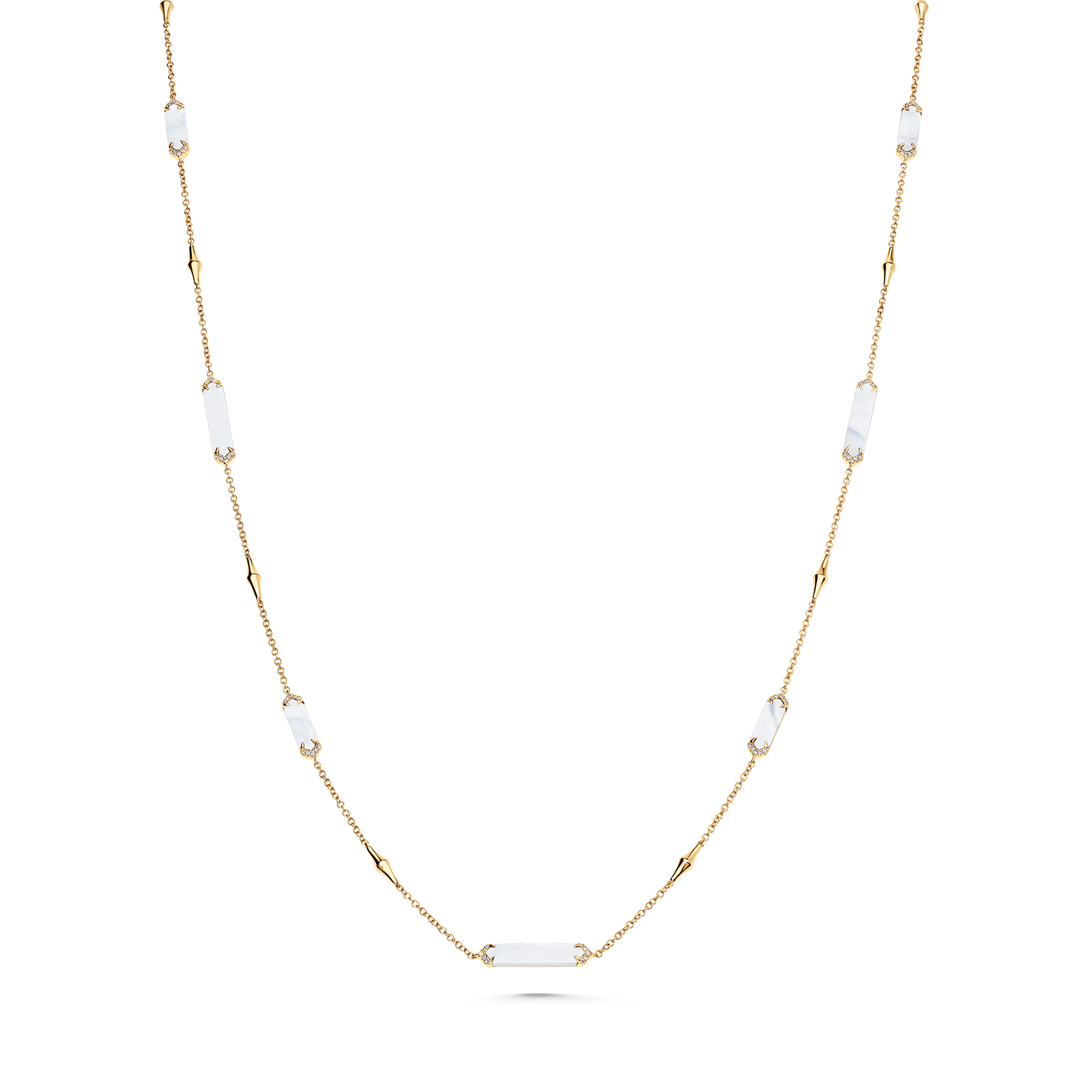 Lucia Mother of Pearl and Gold Elongated Hexagon Necklace - Sara Weinstock Fine Jewelry