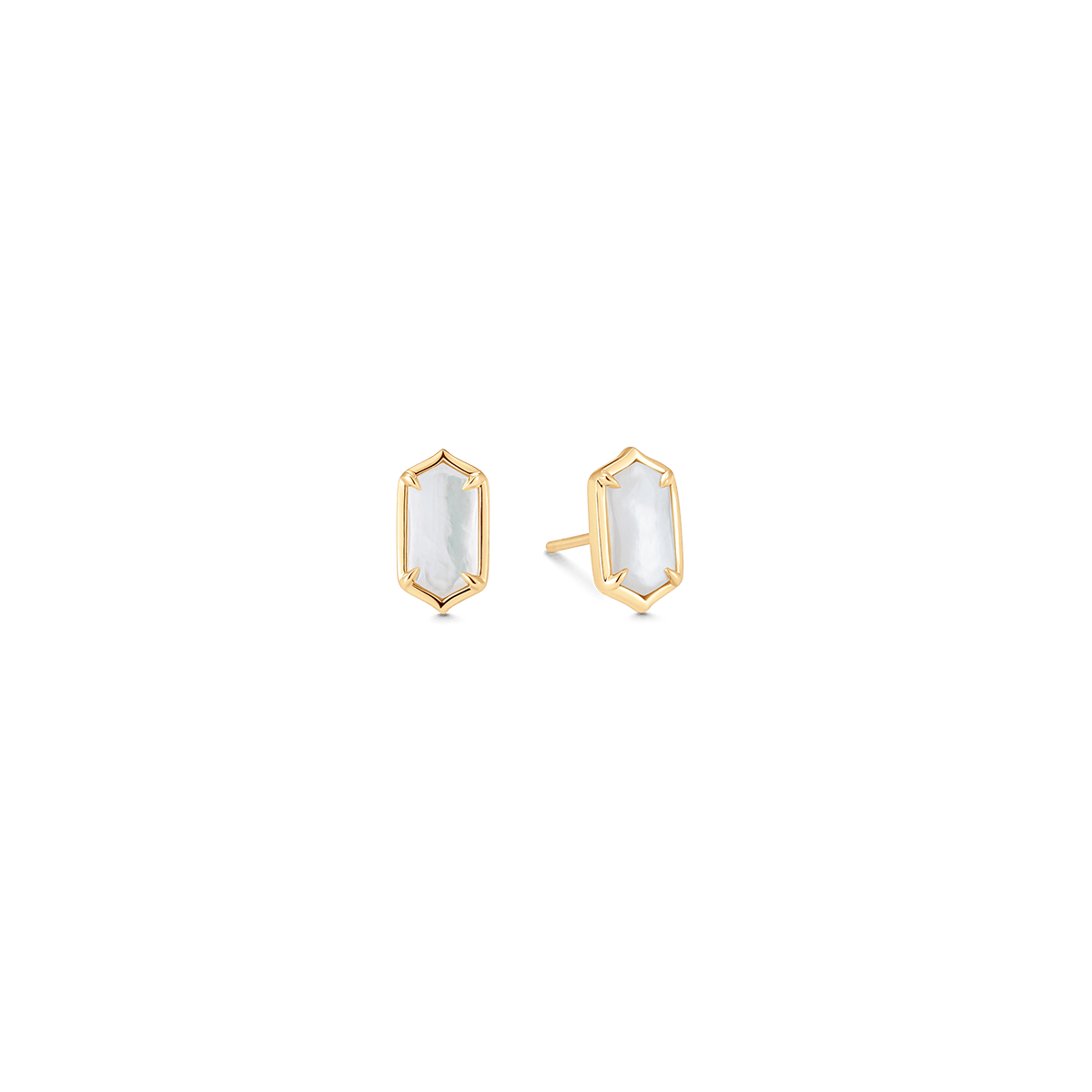 Lucia Mother of Pearl Elongated Hexagon Studs - Sara Weinstock Fine Jewelry