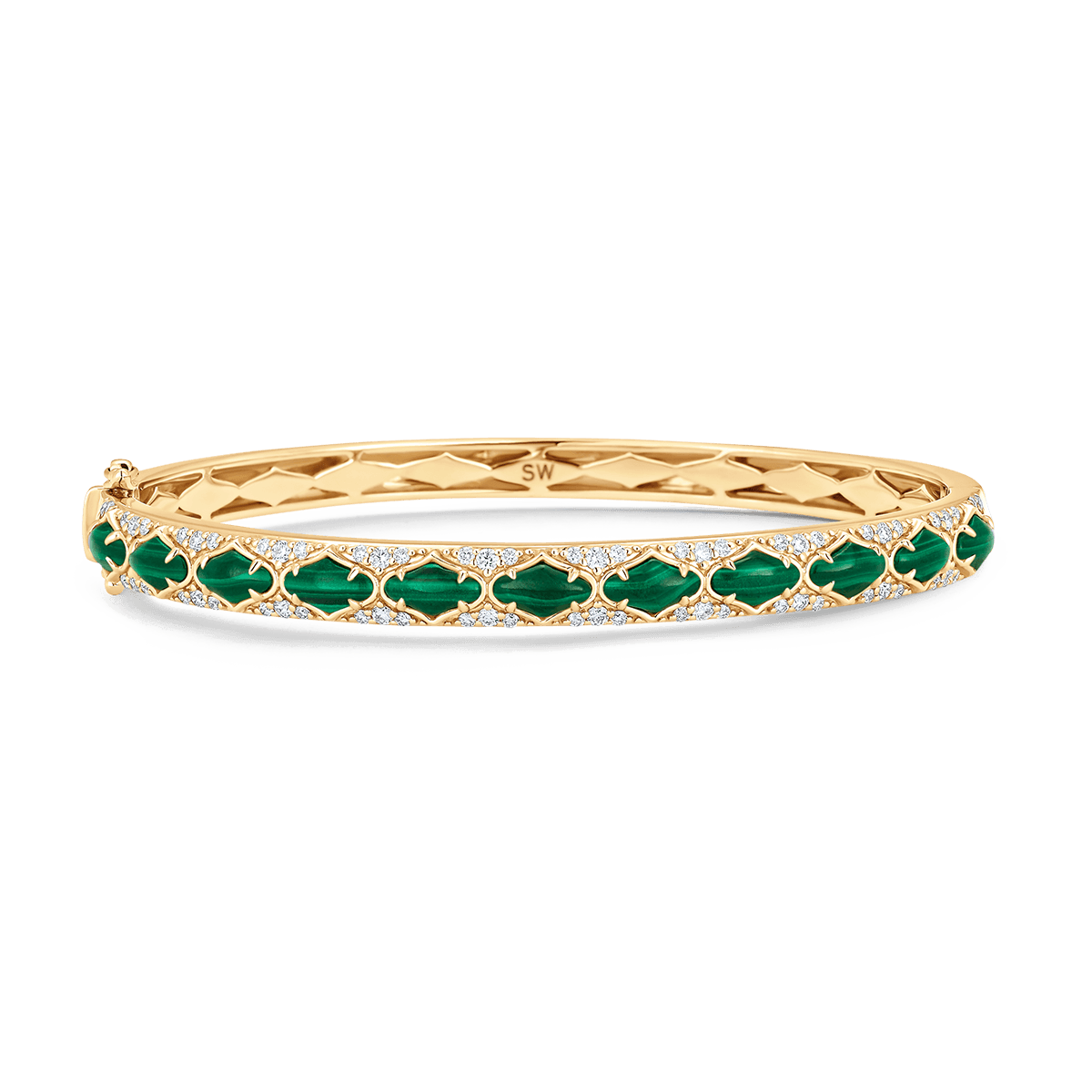 Lucia Yellow Gold Malachite Bangle - Sara Weinstock Fine Jewelry