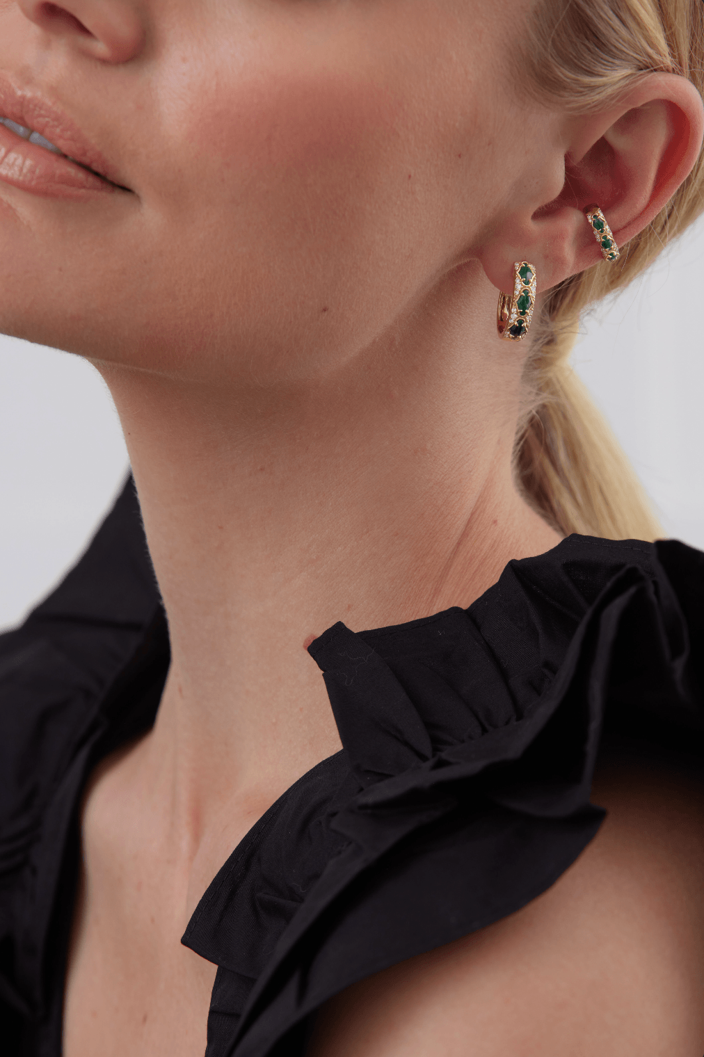 Lucia Yellow Gold Malachite Ear Cuff - Sara Weinstock Fine Jewelry