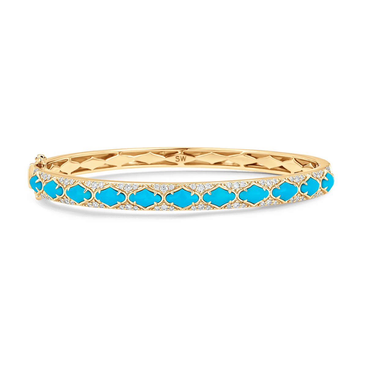 Lucia Yellow Gold Turquoise Bangle - Sara Weinstock Fine Jewelry