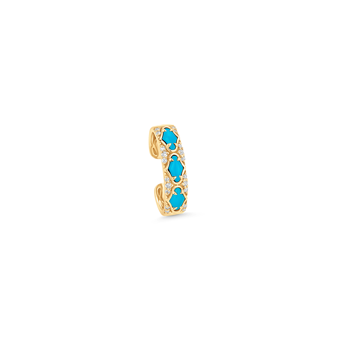 Lucia Yellow Gold Turquoise Ear Cuff - Sara Weinstock Fine Jewelry