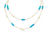 Lucia Yellow Gold Turquoise Elongated Hexagon Long Necklace - Sara Weinstock Fine Jewelry