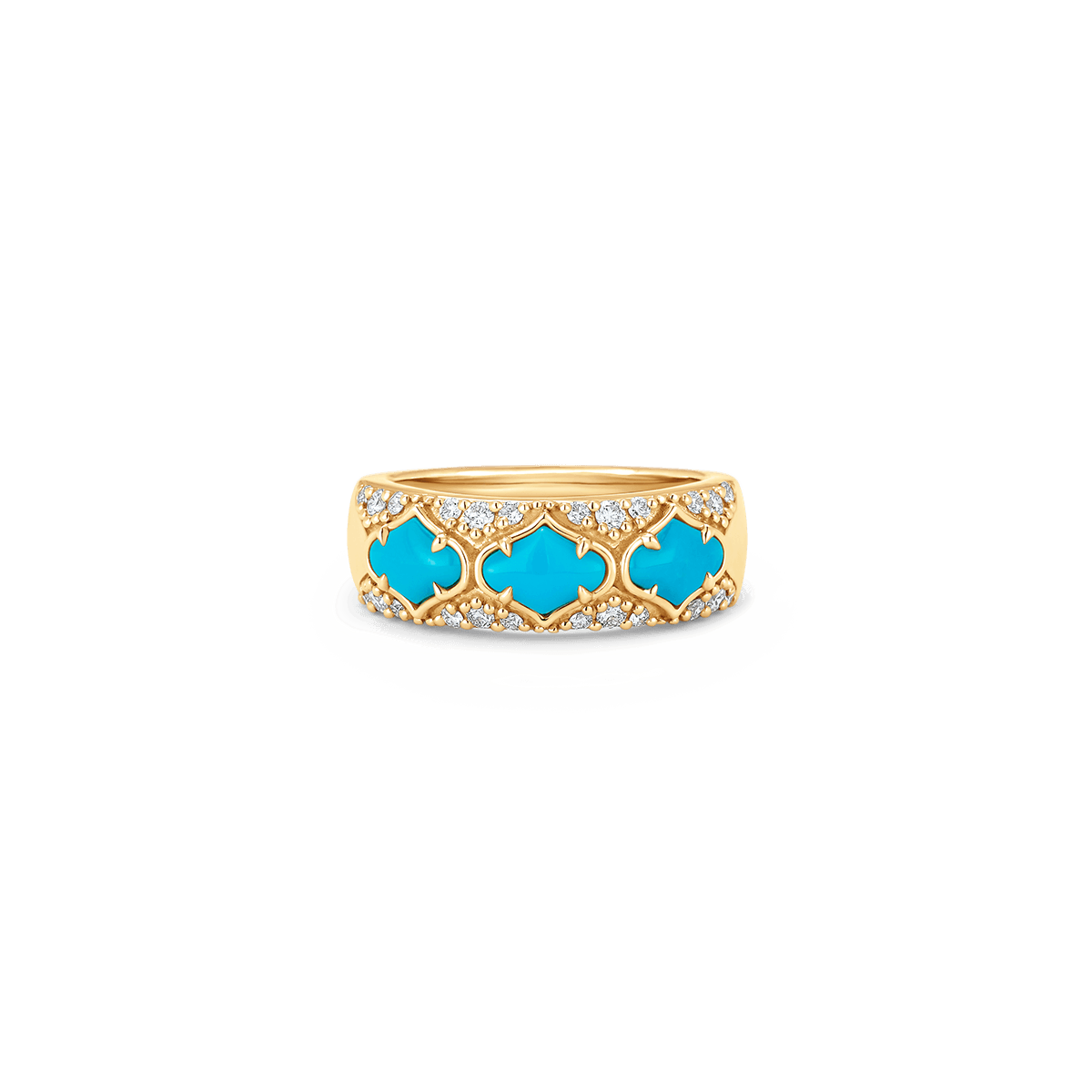 Lucia Yellow Gold Turquoise Thick Ring - Sara Weinstock Fine Jewelry