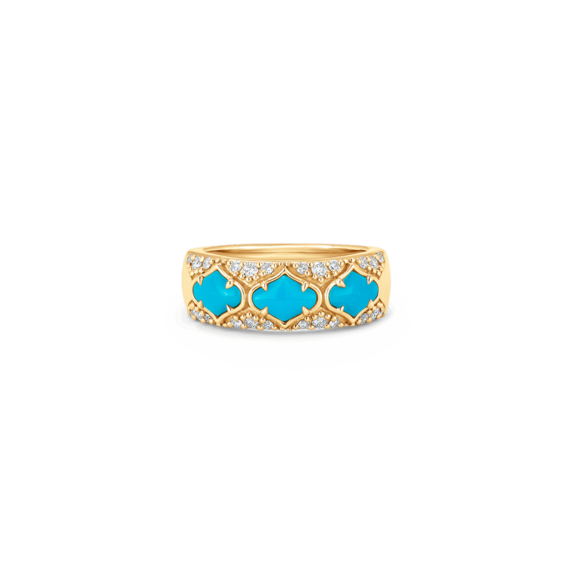 Lucia Yellow Gold Turquoise Thick Ring - Sara Weinstock Fine Jewelry