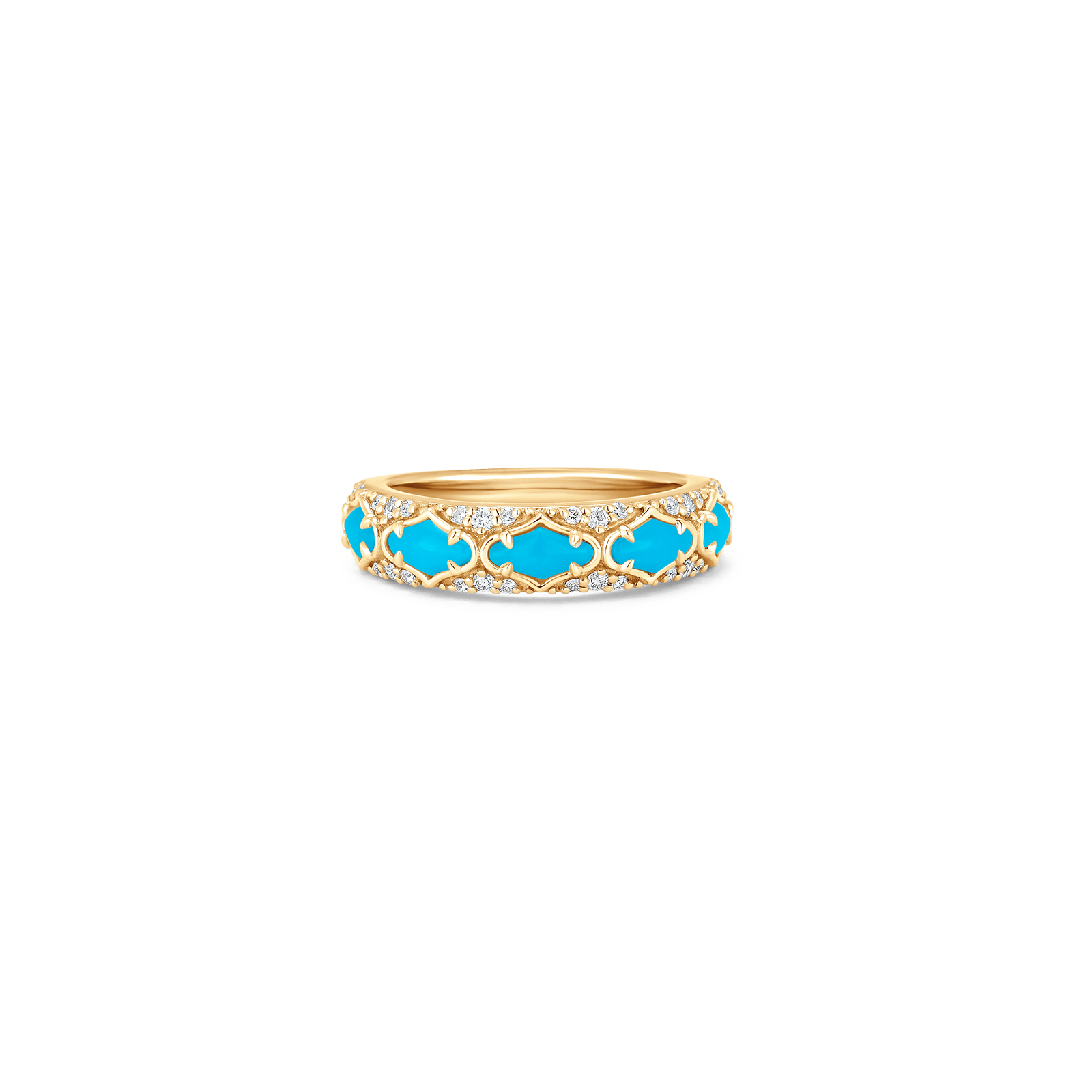 Lucia Yellow Gold Turquoise Thin Ring - Sara Weinstock Fine Jewelry