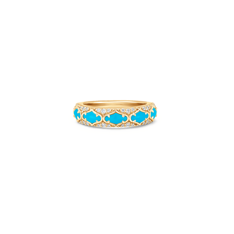 Lucia Yellow Gold Turquoise Thin Ring - Sara Weinstock Fine Jewelry