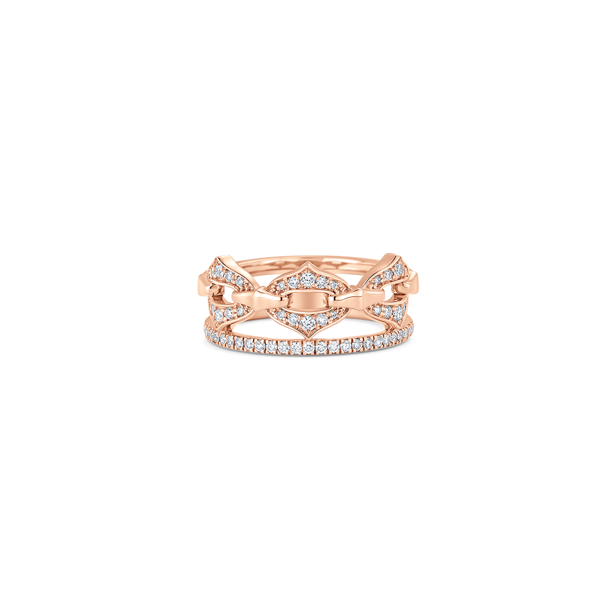 Lucia Yellow Gold White Diamond Full Link Ring - Sara Weinstock Fine Jewelry