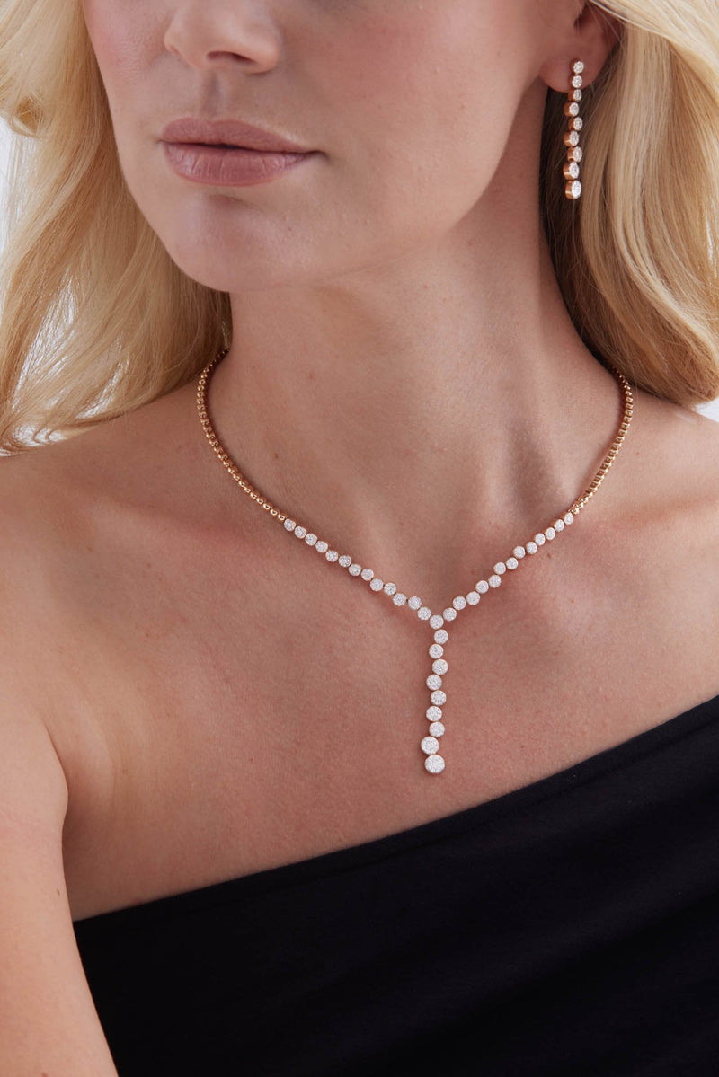 Muna Diamond Cluster Lariat Drop Necklace