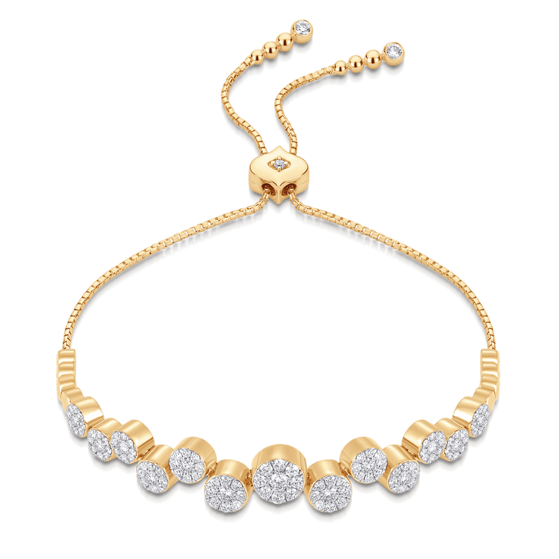 18K Multi Shape Cluster Diamond Bracelet White Gold - Made For Love Jewelry
