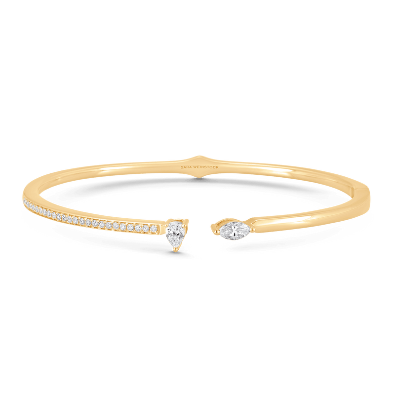 Purity Marquise Pear Diamond Cuff Bangle Designer Fine Jewelry