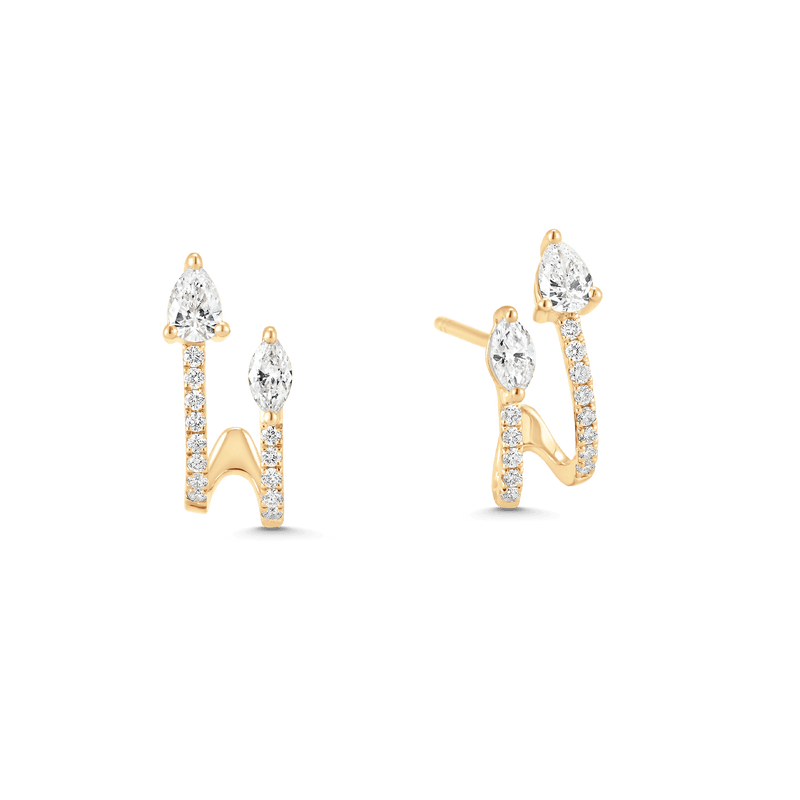 Purity Pear Marquise Diamond Cluster Hoop Huggie Earrings - Sara Weinstock Fine Jewelry