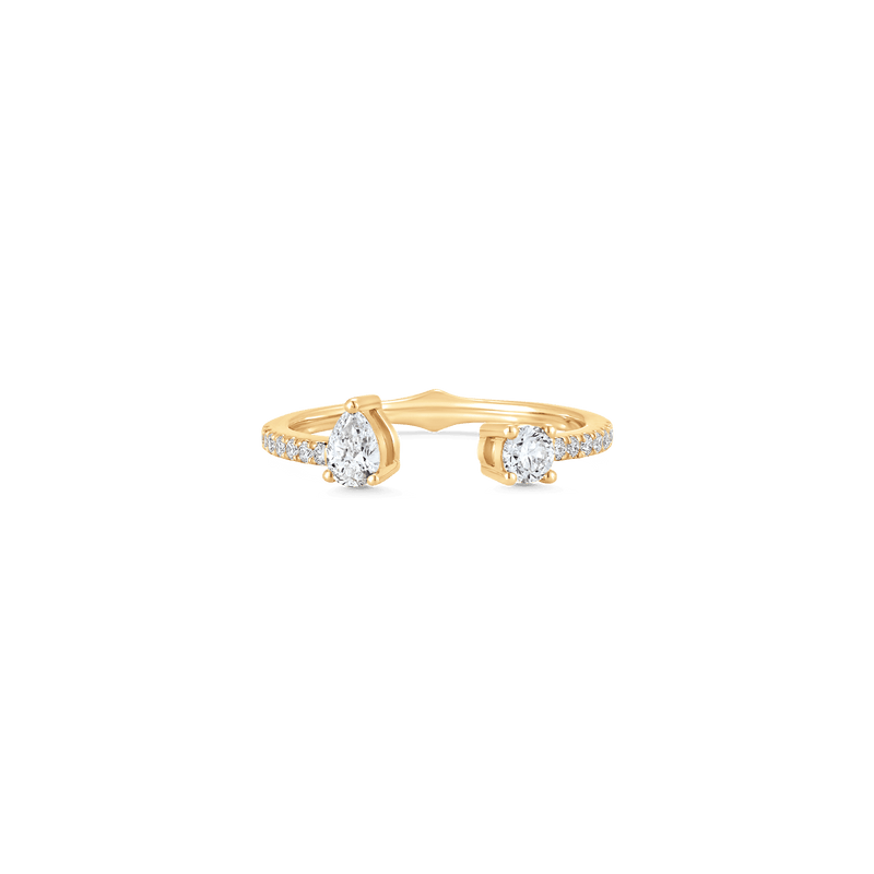 Purity Pear Round Diamond Open Ring - Sara Weinstock Fine Jewelry