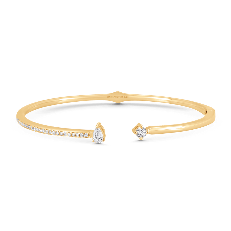 Purity Round Pear Diamond Cuff Bangle - Sara Weinstock Fine Jewelry