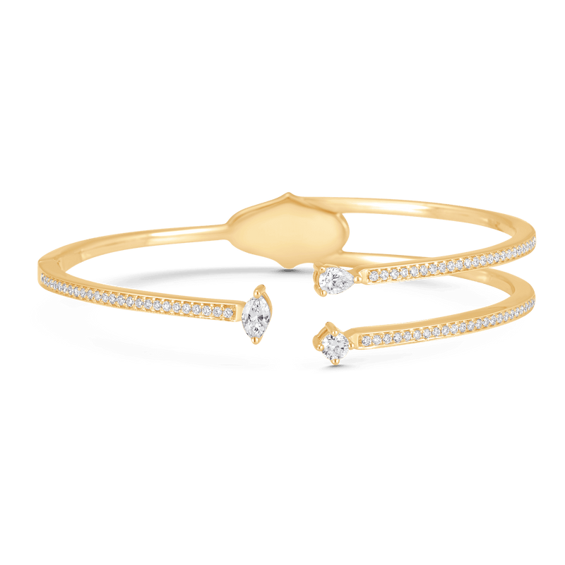 Purity Vertical Marquis Pear & Diamond Cuff Bangle - Sara Weinstock Fine Jewelry