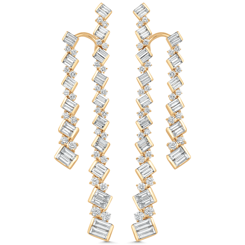 Taj Baguette Braided Diamond Drop Earrings - Sara Weinstock Fine Jewelry