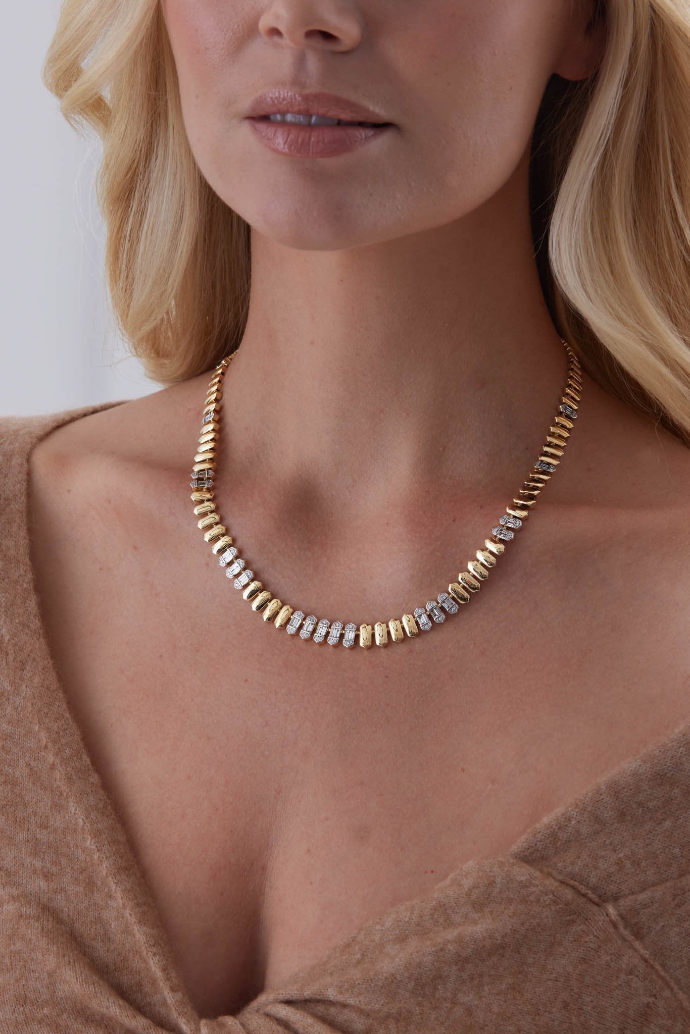 Taj Baguette Illusion Statement Necklace - Sara Weinstock Fine Jewelry