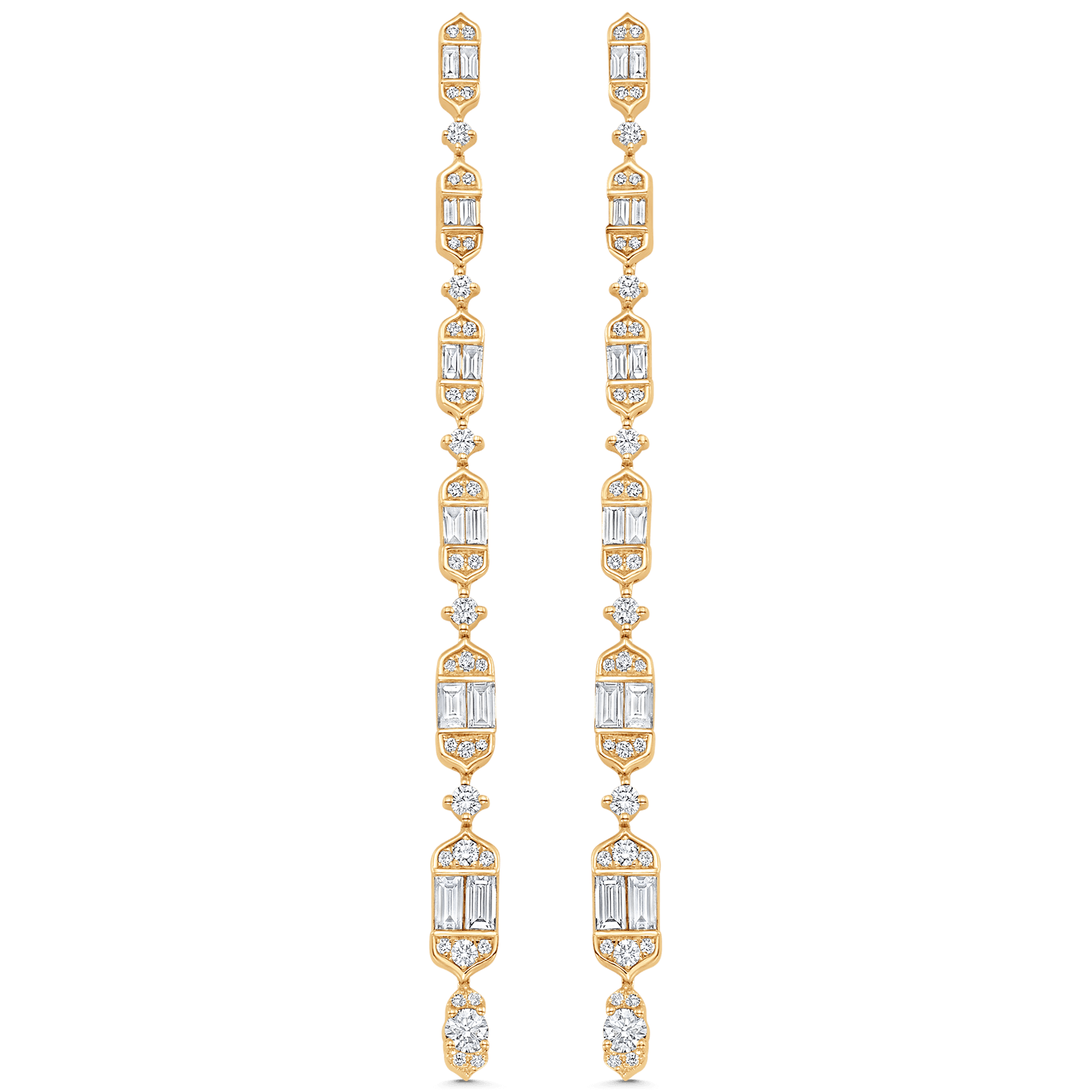 Taj Baguette Vertical Diamond Drop Earrings - Sara Weinstock Fine Jewelry