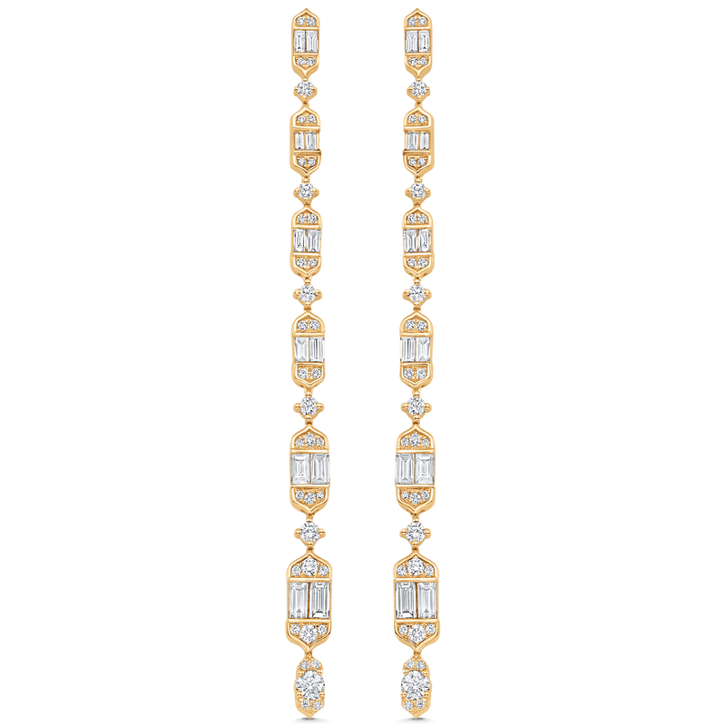 Taj Baguette Vertical Diamond Drop Earrings - Sara Weinstock Fine Jewelry