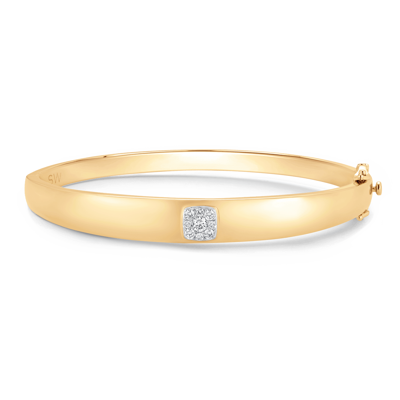 Unity Reverie Gold and Diamond Cushion Bangle - Sara Weinstock Fine Jewelry