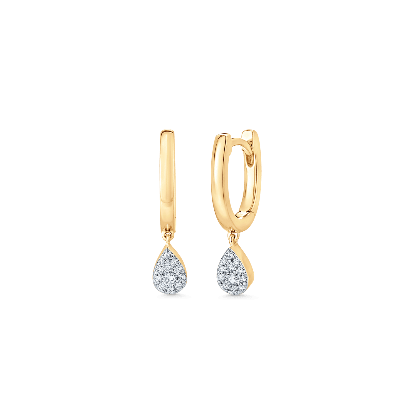 Unity Reverie Gold and Diamond Pear Drop Huggie Earrings - Sara Weinstock Fine Jewelry