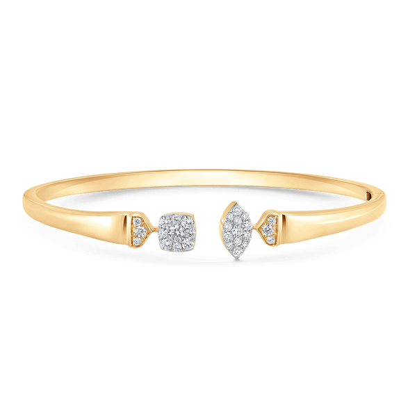 Unity Reverie Gold and Marquise and Cushion Diamond Bangle Cuff - Sara Weinstock Fine Jewelry