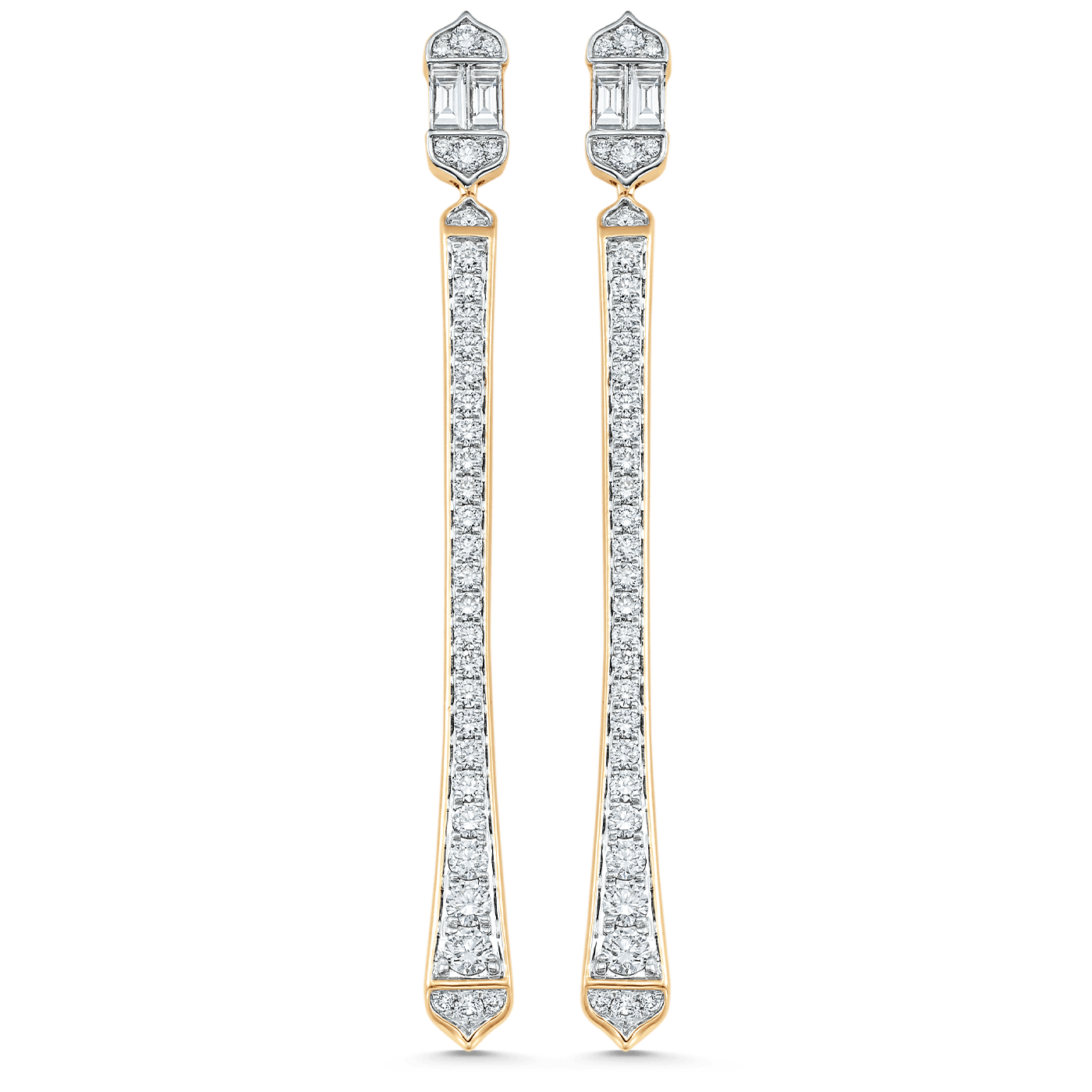 Unity Taj Baguette & Cascading Diamond Drop Fancy Earrings - Sara Weinstock Fine Jewelry