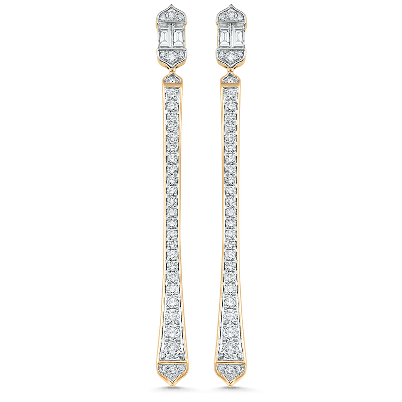 Unity Taj Baguette & Cascading Diamond Drop Fancy Earrings - Sara Weinstock Fine Jewelry