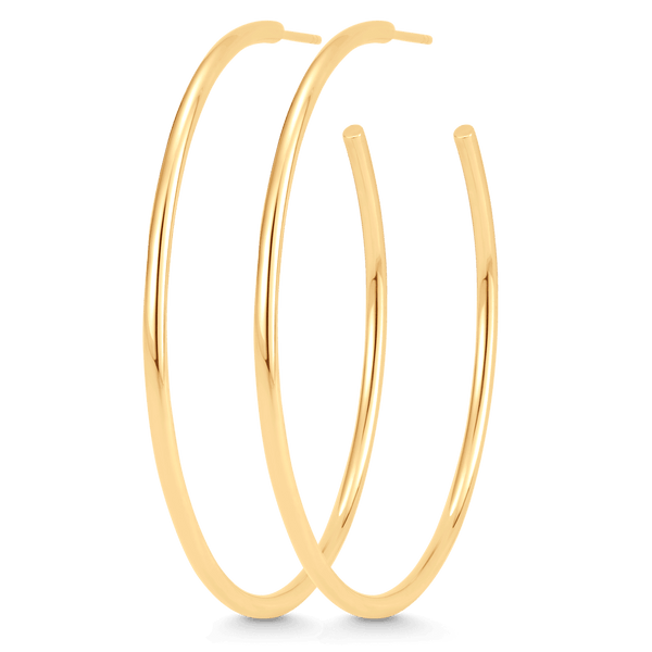 60mm Round Hoop Earrings in 14k Yellow Gold | Welry